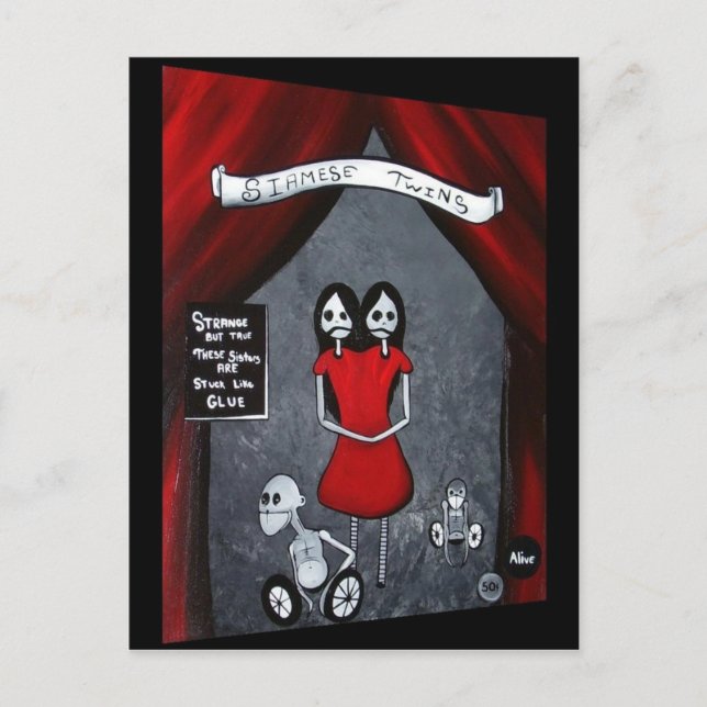 Postal de gemelos siameses (Anverso)