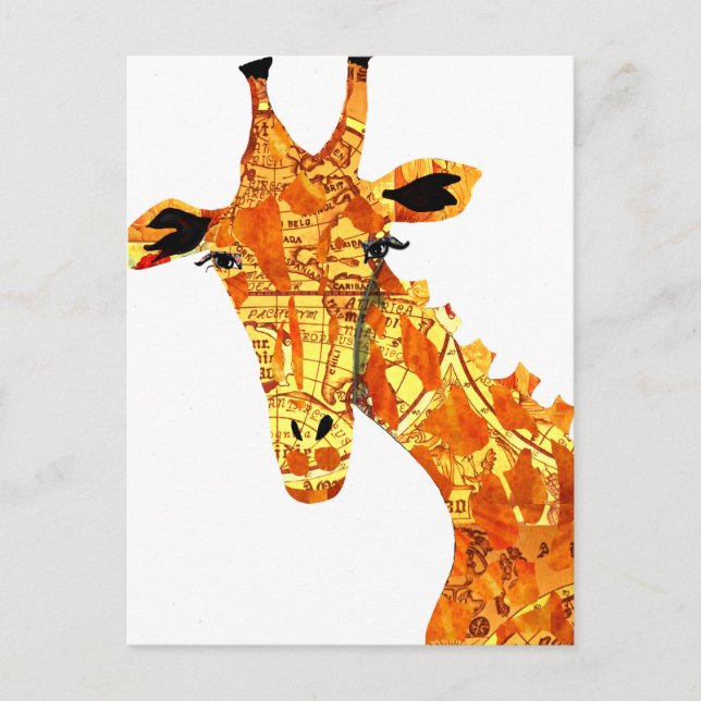 Postal de Giraffe de mapa (Anverso)