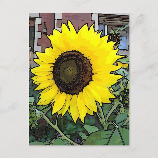 Postal de girasol amarillo grande (Anverso)