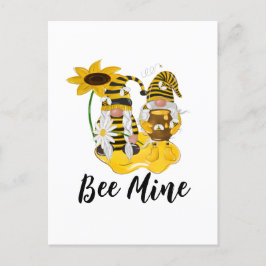 Postal de girasol personalizada de Bee Mine Gnome