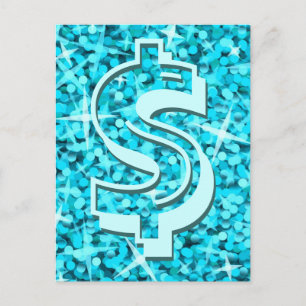 Postal de Glitz Blue Dólar '$'