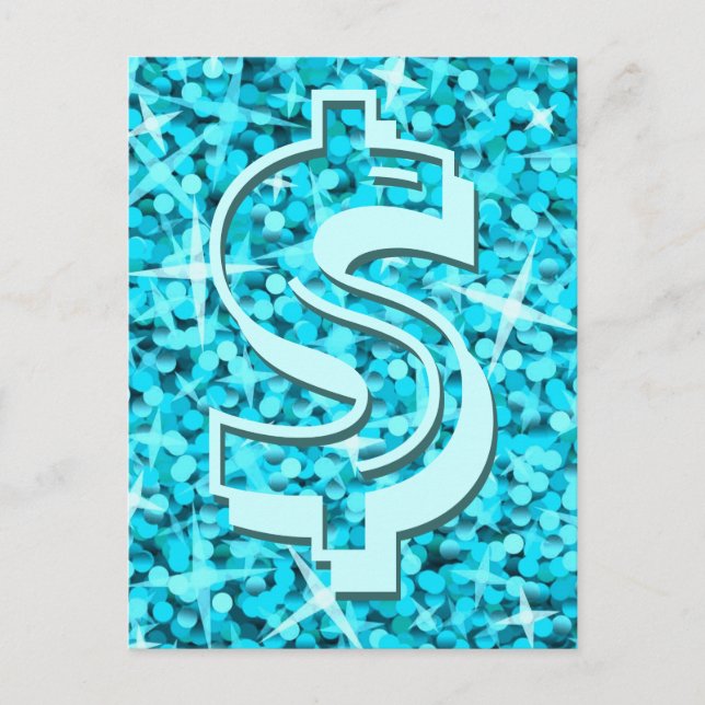 Postal de Glitz Blue Dólar '$' (Anverso)