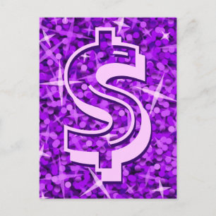Postal de Glitz Purple Dólar '$'