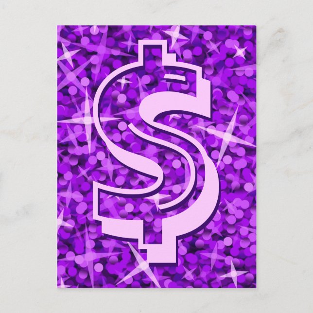 Postal de Glitz Purple Dólar '$' (Anverso)