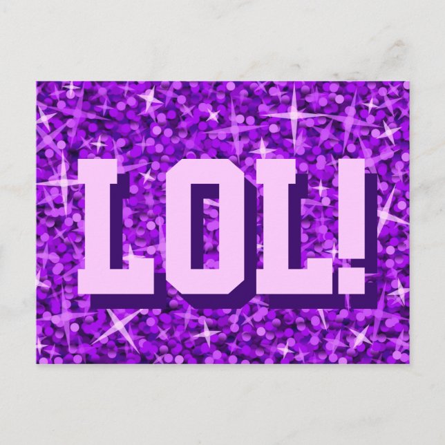 Postal de Glitz Purple '¡LOL!' (Anverso)