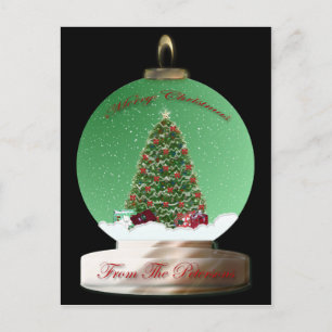 Postal de globo de nieve verde personalizada
