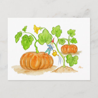 Postal de gnome del parche de calabaza