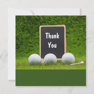 Postal de golf con palabras de agradecimiento en t
