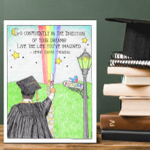 Postal de graduación de arco iris segura