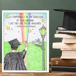Postal de graduación de arco iris segura