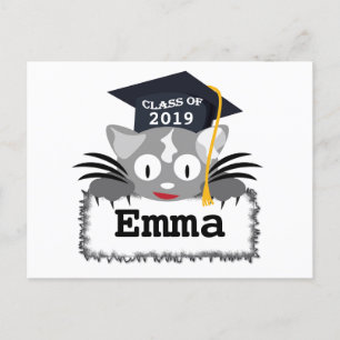 Postal de graduación personalizada. Cute Kitty Fac