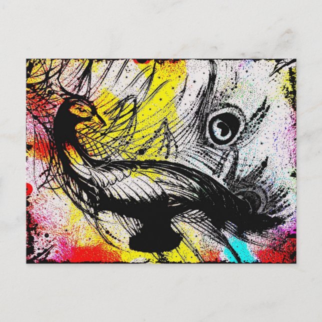 Postal de graffiti de pavo real (Anverso)