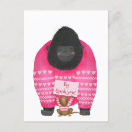 Postal de 'grandes gracias' de gorila y marmoset d