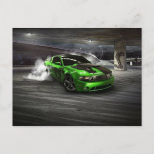 Postal de Green Sports Car