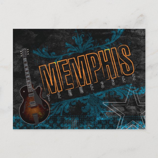 Postal de guitarra azul de Memphis (Anverso)