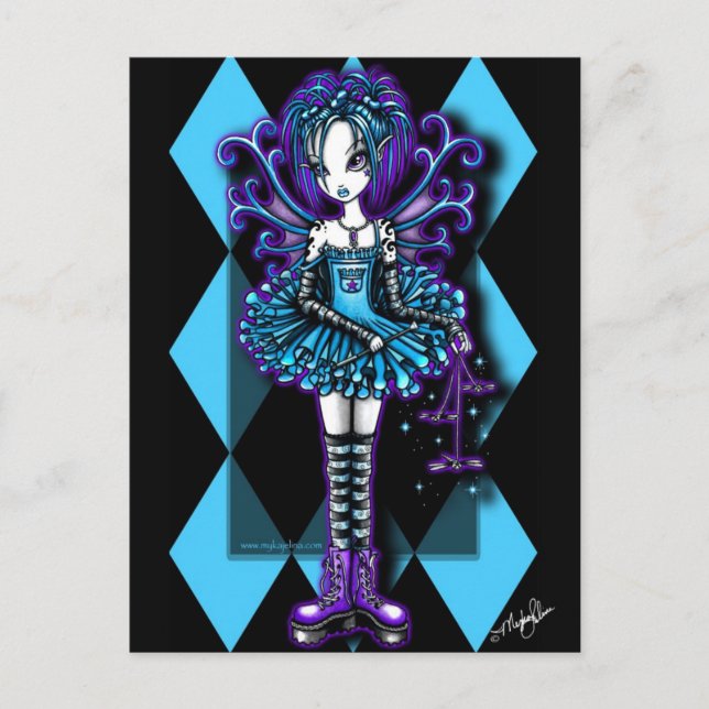 Postal de hadas de la libélula Verde azulada Harle (Anverso)