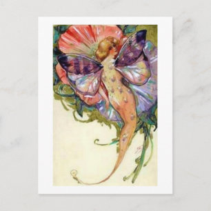 Postal de hadas de sirena vintage