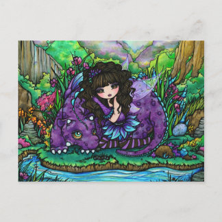 Postal de hadas del arte de la fantasía del dragón