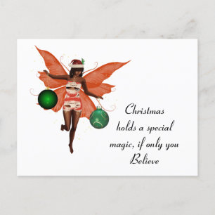 Postal de hadas para Navidades afroamericanos