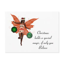Postal de hadas para Navidades afroamericanos