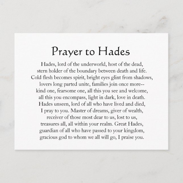 Postal de Hades (Anverso)