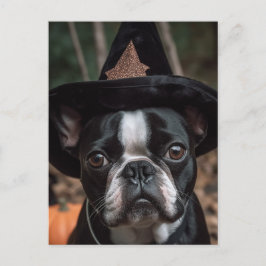 Postal de Halloween Boston Terrier