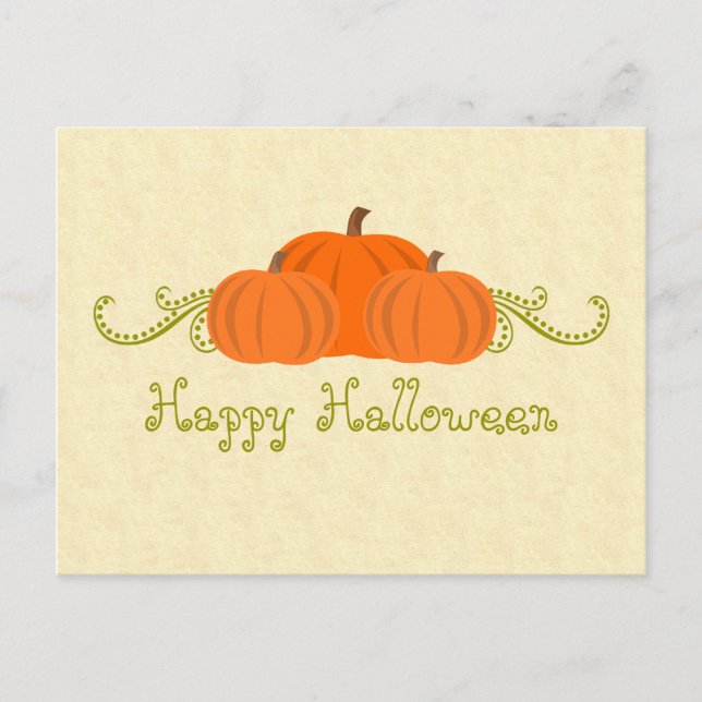 Postal de Halloween con bañador de calabaza (Anverso)