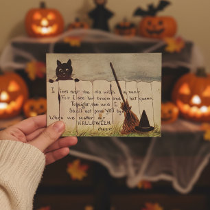 Postal de Halloween con gato insignificante