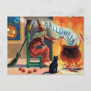Postal de Halloween de Brujas Vintage