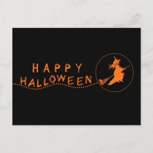 Postal de Halloween de Brujas Voladoras, negro/Nar