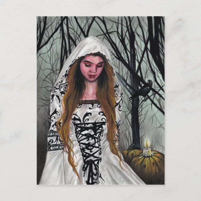 Postal de Halloween de buena bruja (Anverso)