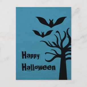 Postal de Halloween de Eerie Bats, azul