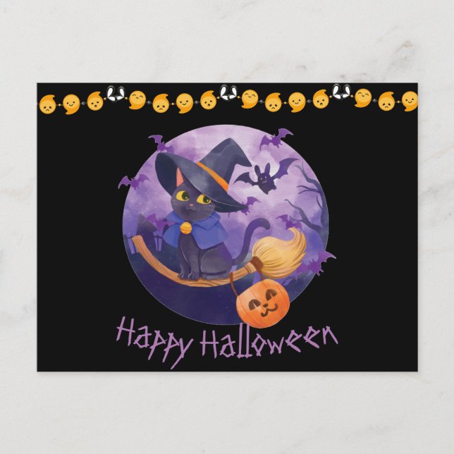 Postal de Halloween de Scary Kitty (Anverso)