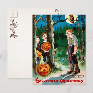 Postal de Halloween de Vintage Jack o' Lantern