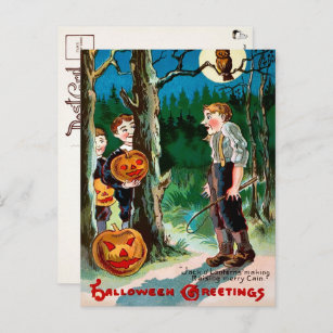 Postal de Halloween de Vintage Jack o' Lantern