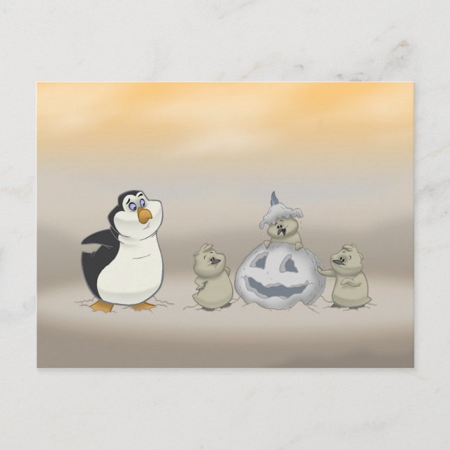 Postal de Halloween del pingüino (Anverso)