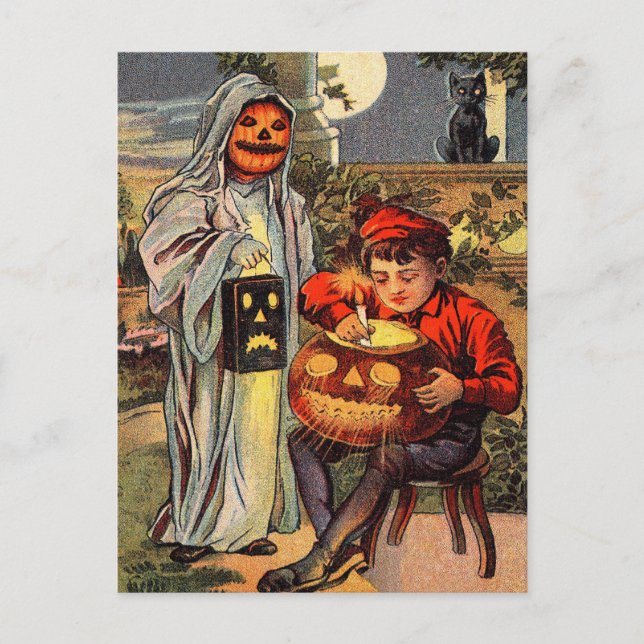Postal de Halloween espumosa y vintage (Anverso)