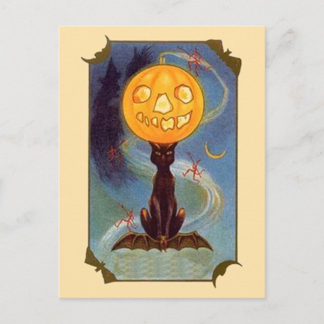 Postal de Halloween espumosa y vintage (Anverso)