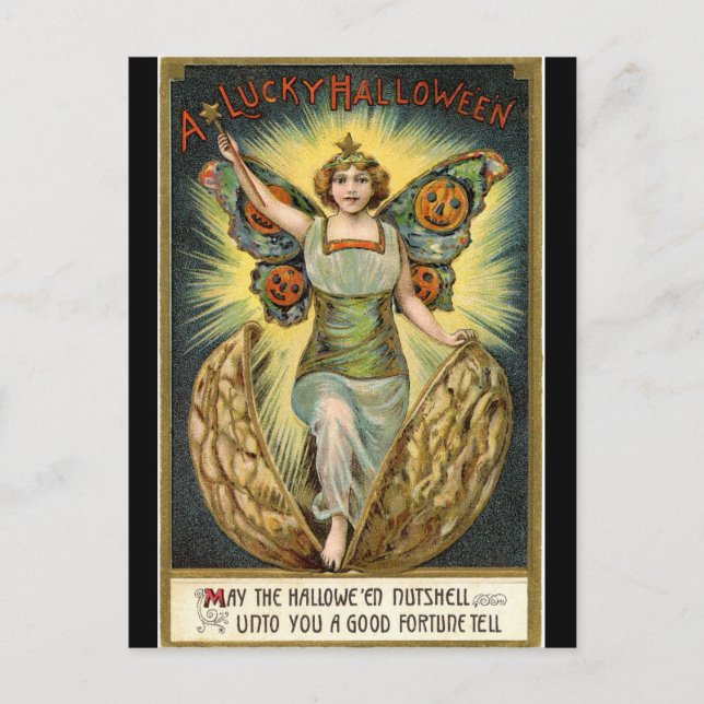Postal de halloween Fairy Vintage (Anverso)