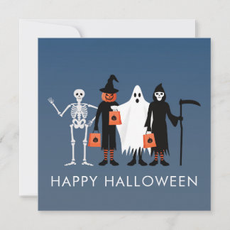Postal de Halloween para los que piden dulces o tr