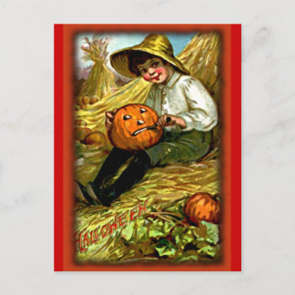 Postal de Halloween para niños con calabaza