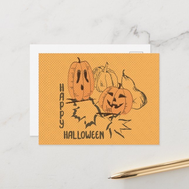 Postal de Halloween Vintage feliz (Anverso/Reverso In Situ)