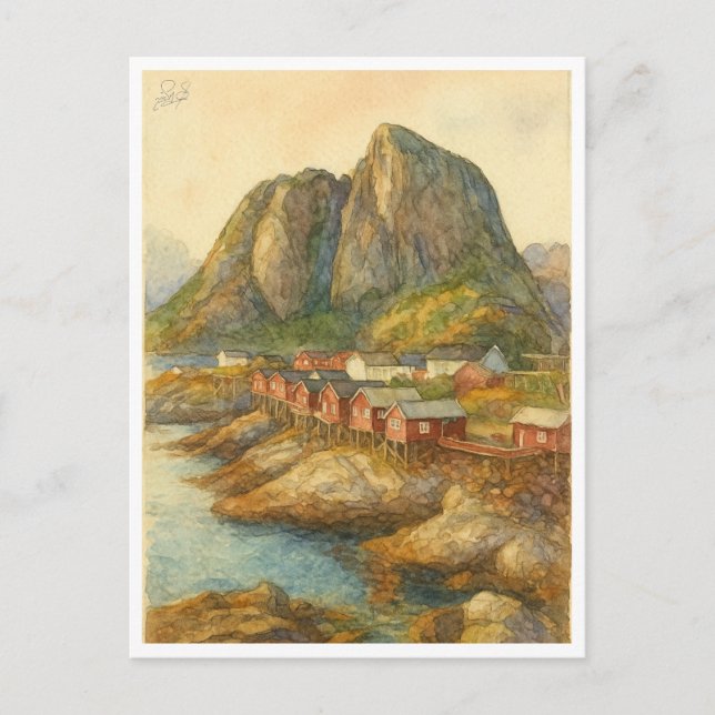 Postal de Hamnøy, Islas Lofoten, Noruega (Anverso)