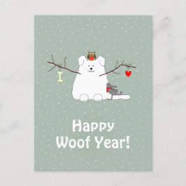 Postal de 'Happy Woof Year' para Navidades de Snow