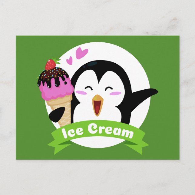 Postal de helado pingüino (Anverso)