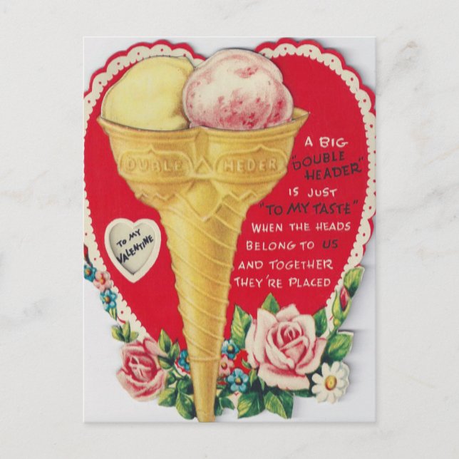 Postal de helado Retro Vintage Valentine Holiday (Anverso)