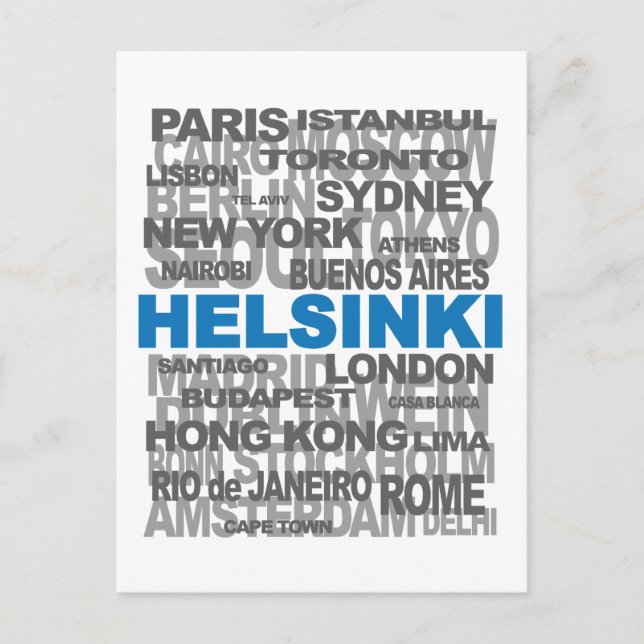 postal de HELSINKI y otras ciudades (Anverso)