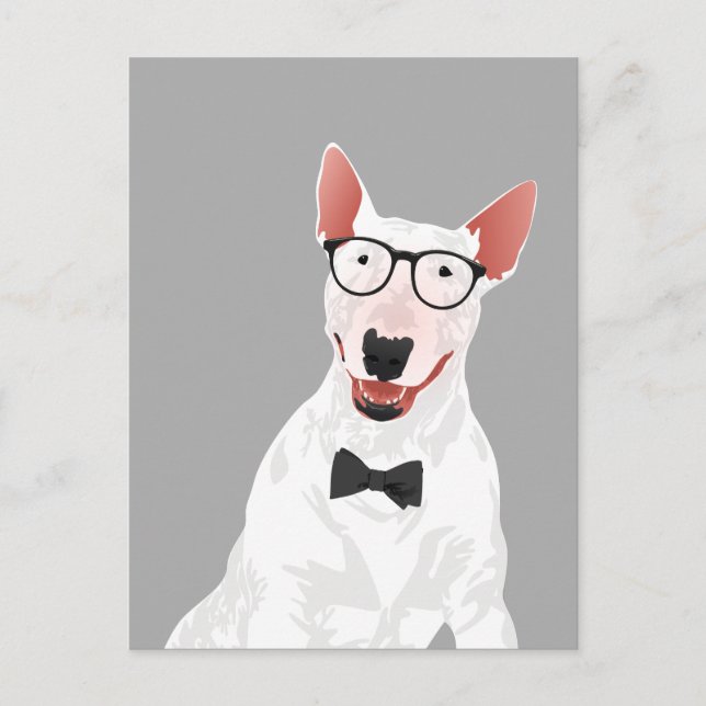 Postal de hípster inglés para perros bull terrier (Anverso)
