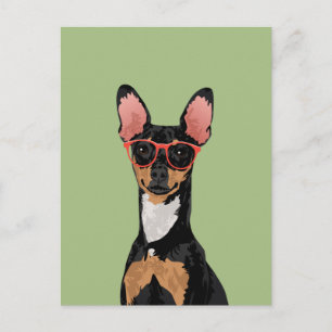 Postal de Hipster Miniatur Pinscher para los amant