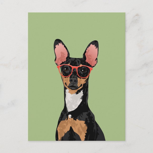 Postal de Hipster Miniatur Pinscher para los amant (Anverso)